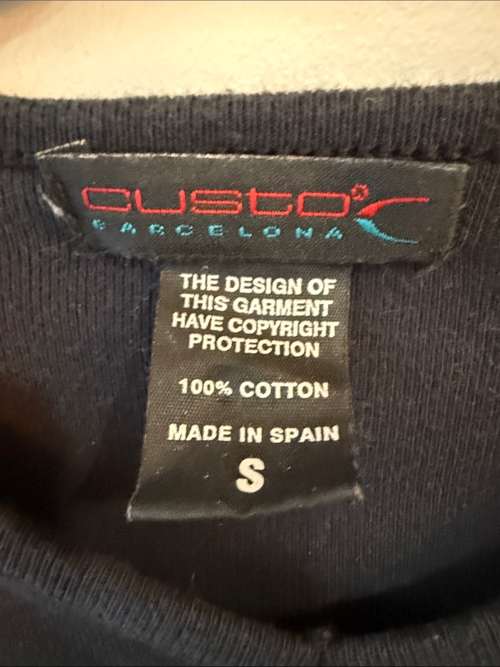 Vintage Y2K Custo Barcelona Graphic Long Sleeve Top Blue 2000s Spain S cotton - Picture 3 of 5